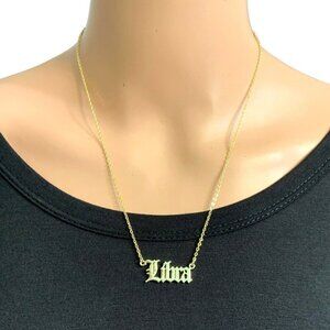 Libra Gold-Plated Zodiac Nameplate Necklace For Women